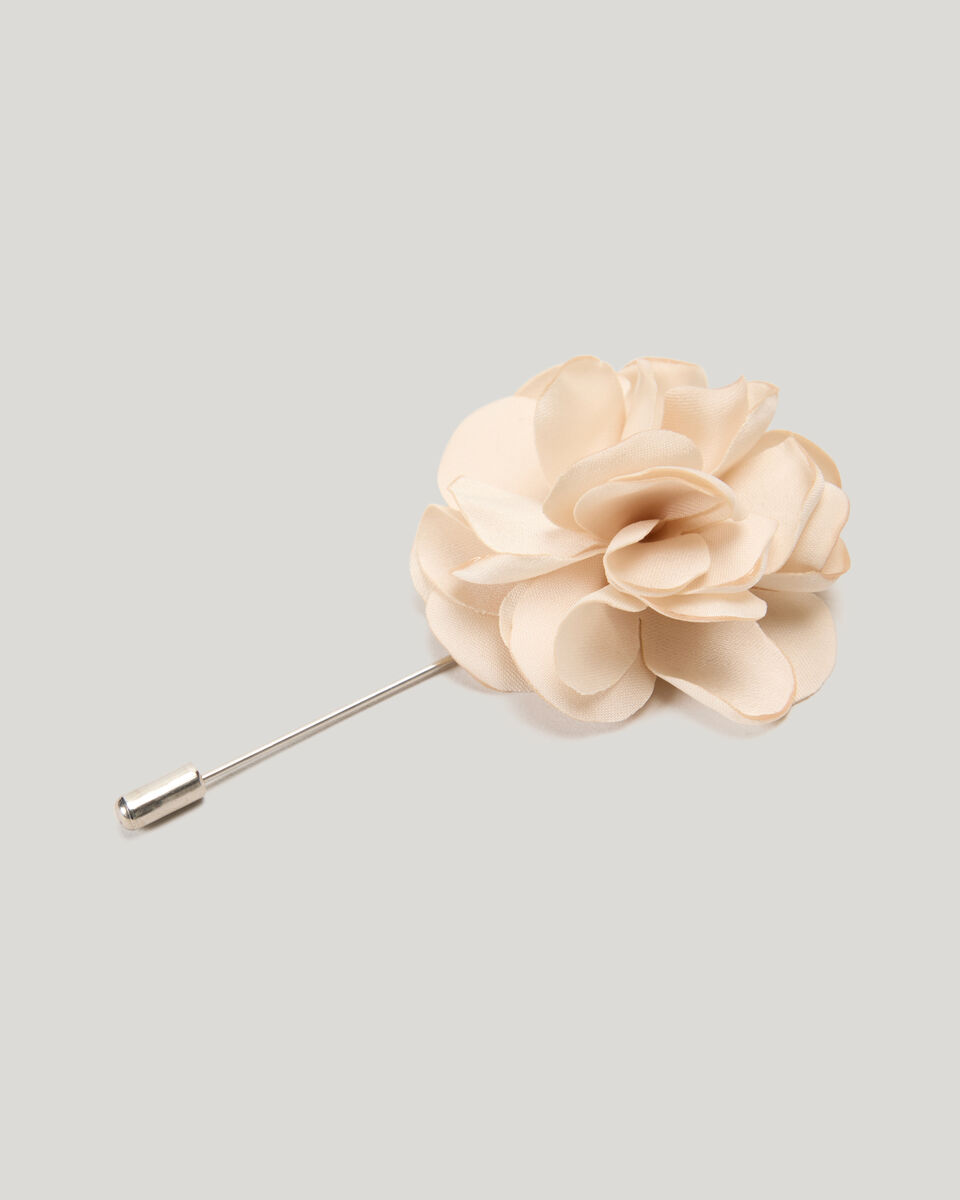 Fabric Flower Lapel Pin, Natural, hi-res
